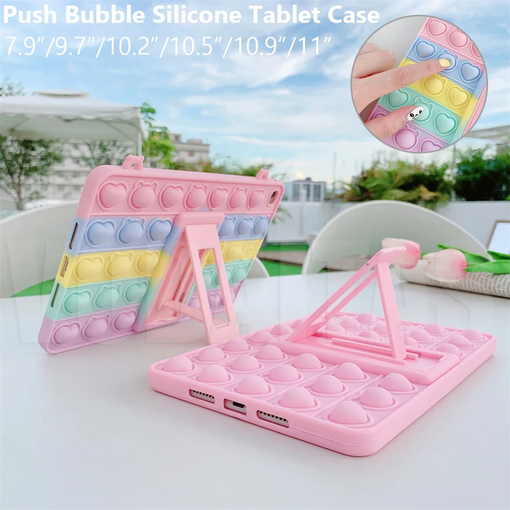 Чехол с пузырьками для iPad 10,2 2020 2019 Air 1 2 9,7 2018 Mini 5 4 3 2 1 Pro 11, силиконовый Радужный чехол для планшета с игрушками для снятия стресса 
Чехол с пузырьками для iPad 10,2 2020 2019 Air 1 2 9,7 2018 Mini 5 4 3 2 1 Pro 11, силиконовый Радужный чехол для планшета с игрушками для снятия стресса