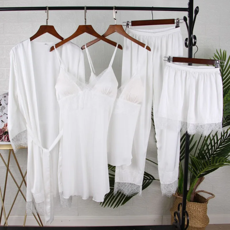 White Bride Bridesmaid Wedding Robe Gown Lace Trim Sexy Women Night Bathrobe Kimono Pajamas Sets Bath Gown Summer Sleepwear
White Bride Bridesmaid Wedding Robe Gown Lace Trim Sexy Women Night Bathrobe Kimono Pajamas Sets Bath Gown Summer Sleepwear