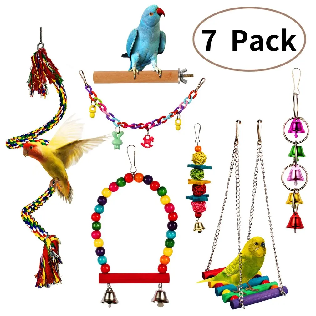 7pcs Colorful Parrot Parakeet Bird Toys Pet Accessories Hanging Bell Ladders Climbing Shaking Swing Toy Chewing Bite Ball
7pcs Colorful Parrot Parakeet Bird Toys Pet Accessories Hanging Bell Ladders Climbing Shaking Swing Toy Chewing Bite Ball