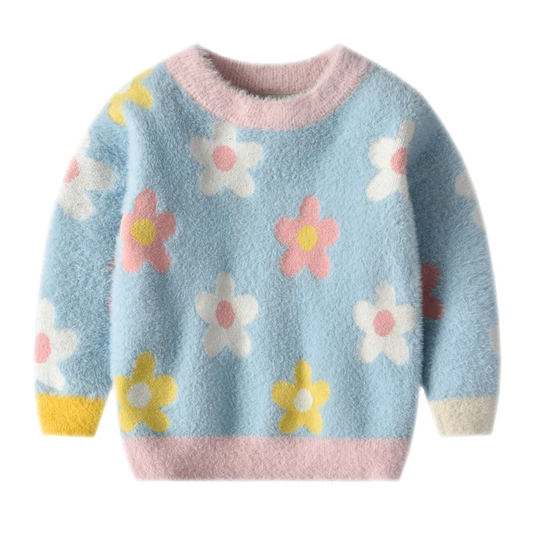 Baby Girls Sweater Winter Wear Flower Pattern Imitation Mink Pullover Thermal Knitted Warm Sweater Kids Clothes 2-7 Years Old
Baby Girls Sweater Winter Wear Flower Pattern Imitation Mink Pullover Thermal Knitted Warm Sweater Kids Clothes 2-7 Years Old