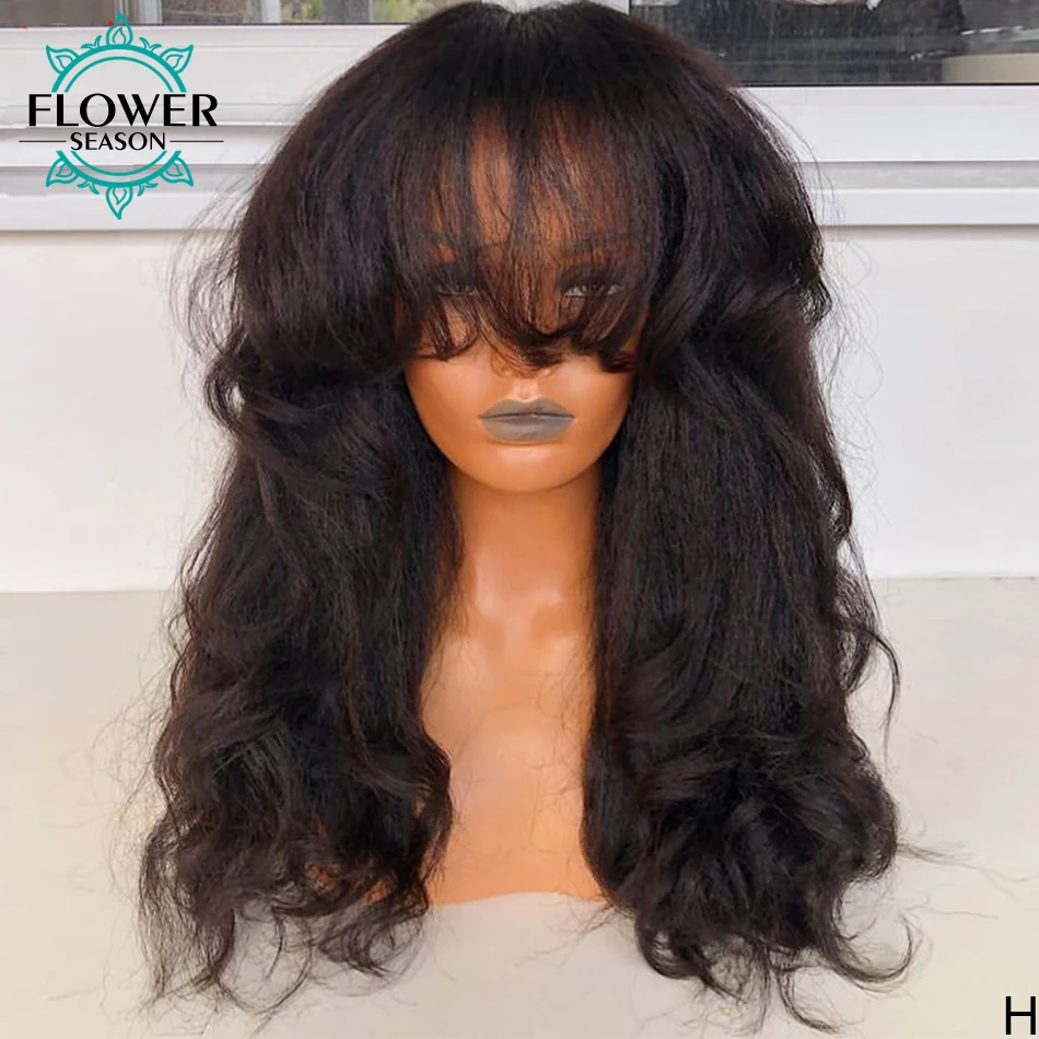 Brazilian Human Hair Wigs With Bangs Light Yaki Wave Full Machine Scalp Top Wig 180% For Women Glueless Yaki Lace Front Wig
Brazilian Human Hair Wigs With Bangs Light Yaki Wave Full Machine Scalp Top Wig 180% For Women Glueless Yaki Lace Front Wig