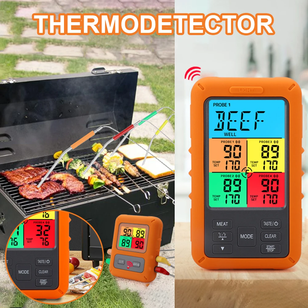 Wireless Meat Probe Kitchen Cooking Food Meat Thermometer with Timer Digital Oven BBQ Grill Thermometer For Meat Backlit Alarm
Wireless Meat Probe Kitchen Cooking Food Meat Thermometer with Timer Digital Oven BBQ Grill Thermometer For Meat Backlit Alarm