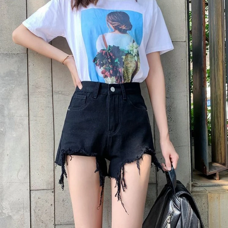 Women Shorts Jeans Fashion High Waist Tassel Distressed Denim Shorts For Women Loose Jean Short Casual Korean Style Short Femme
Women Shorts Jeans Fashion High Waist Tassel Distressed Denim Shorts For Women Loose Jean Short Casual Korean Style Short Femme