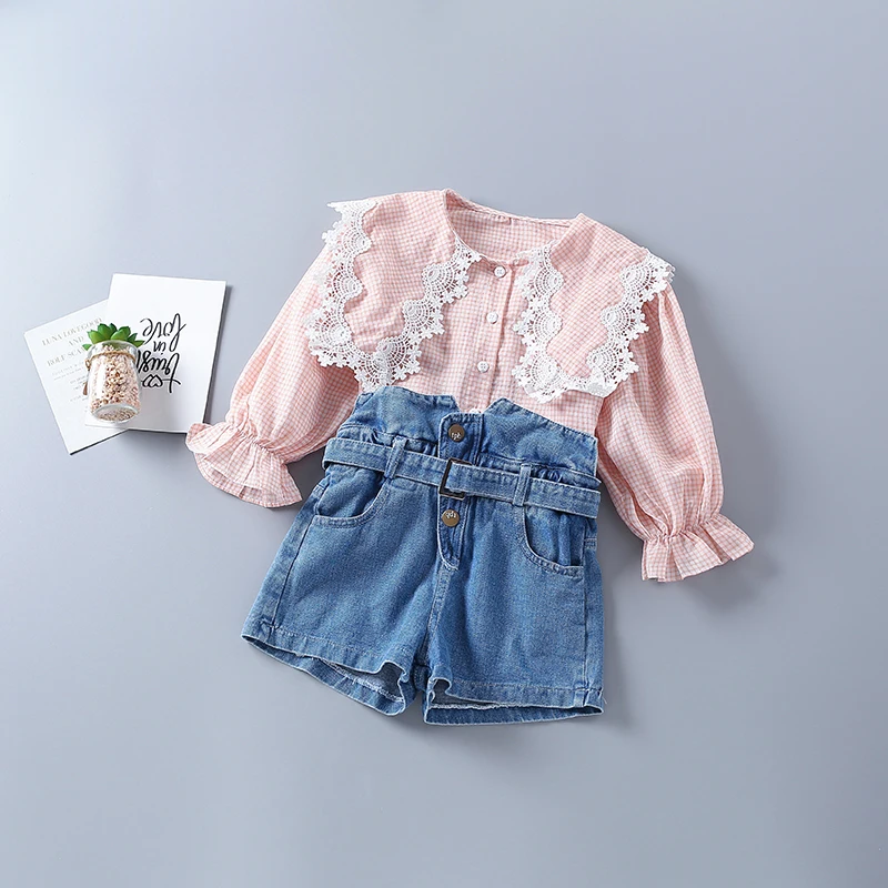 2-7 years high quality girl clothing set 2021 new autumn fashion plaid pink yellow shirt + demin pant kid children clothes
2-7 years high quality girl clothing set 2021 new autumn fashion plaid pink yellow shirt + demin pant kid children clothes