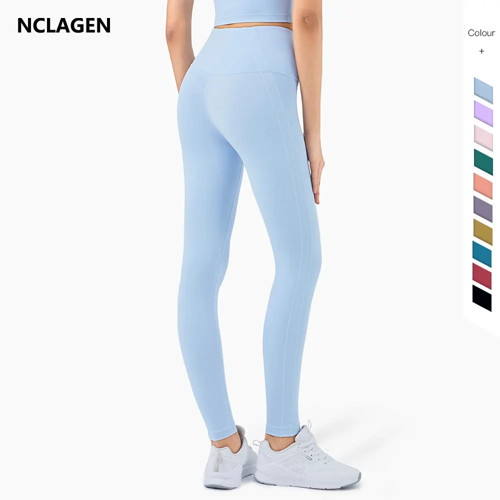 

NCLAGEN Women Gym Leggings Sport Women Fitness Naked-feel High Waist NO Front Seam Yoga Pants Squat Proof Elastic Workout Tights