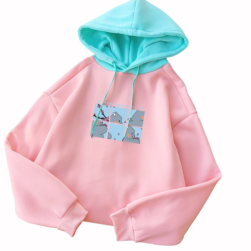 Женская флисовая толстовка с капюшоном и принтом, в стиле Харадзюку 
Женская флисовая толстовка с капюшоном и принтом, в стиле Харадзюку