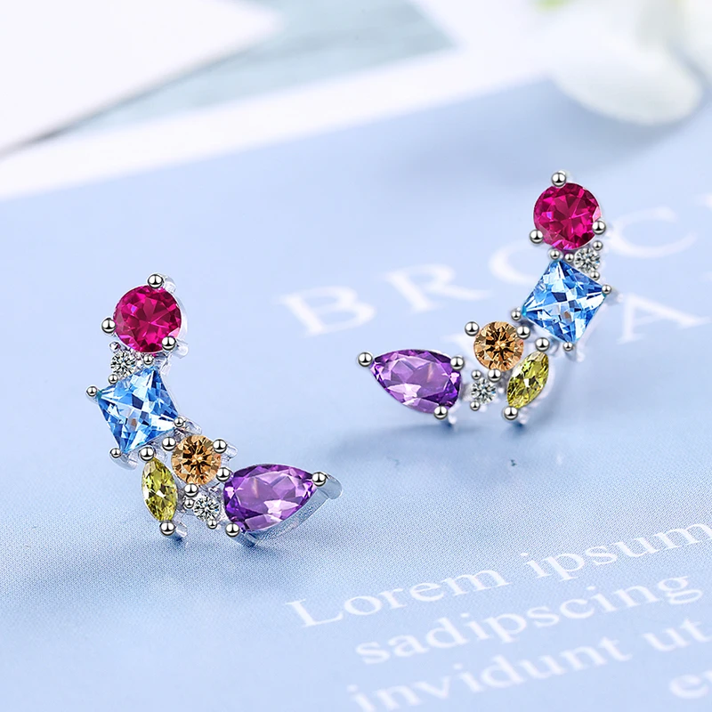 

New Fashion Woman Earring Female Jewelry High Quality Elegant Colorful Zircon Stud Earrings for Women Kolczyki Oorbellen Earings