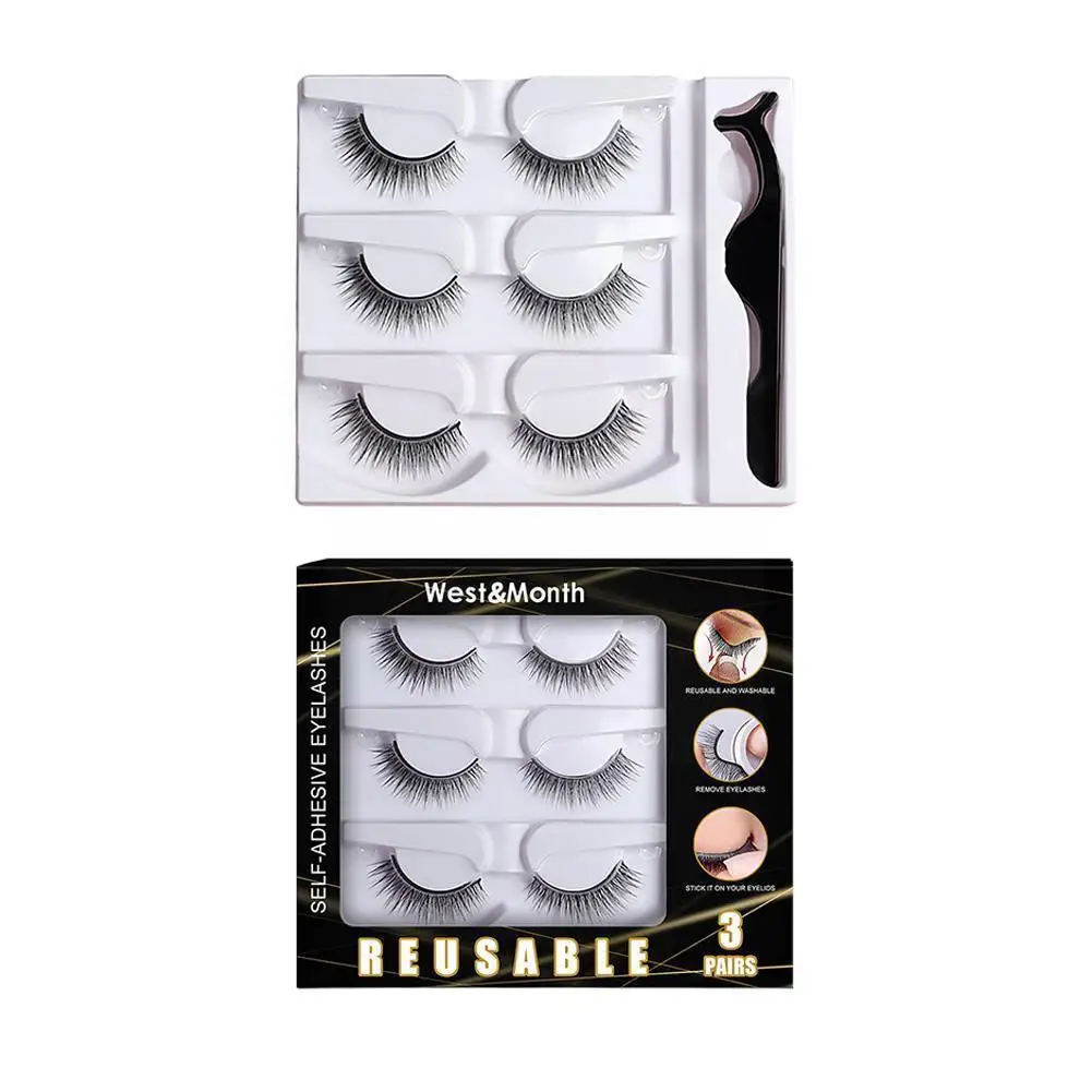 3Pairs Reusable Self-adhesive False Eyelashes 3 Seconds Extension Glue Needed To Wear Wispy Lashes Eyelash No E3U6
3Pairs Reusable Self-adhesive False Eyelashes 3 Seconds Extension Glue Needed To Wear Wispy Lashes Eyelash No E3U6