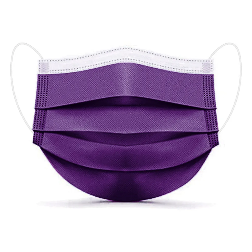 50pcs Fashion Purple Adult Disposable Face Mask masque Solid Color Personal Mask 3Ply Non woven Anti-PM2.5 Outside Protective
50pcs Fashion Purple Adult Disposable Face Mask masque Solid Color Personal Mask 3Ply Non woven Anti-PM2.5 Outside Protective