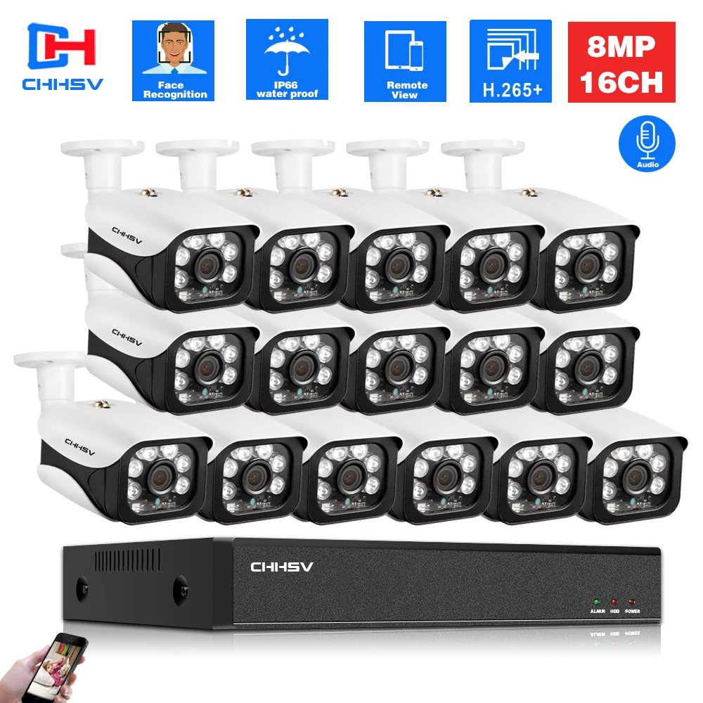 Система видеонаблюдения H.265 4K, 16 каналов, POE, NVR, 8 Мп, наружная IP-камера безопасности, комплект для дневного и ночного видеонаблюдения P2P, P2P
Система видеонаблюдения H.265 4K, 16 каналов, POE, NVR, 8 Мп, наружная IP-камера безопасности, комплект для дневного и ночного видеонаблюдения P2P, P2P