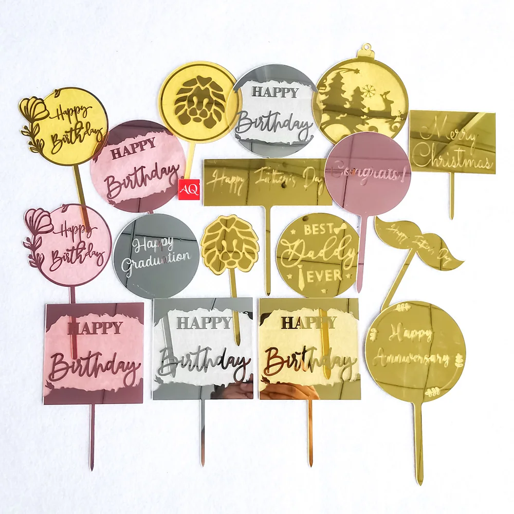 1.3mm Thickness Laser Engraving Acrylic Anniversary Cake Toppers Happy Birthday Party Decoration
1.3mm Thickness Laser Engraving Acrylic Anniversary Cake Toppers Happy Birthday Party Decoration