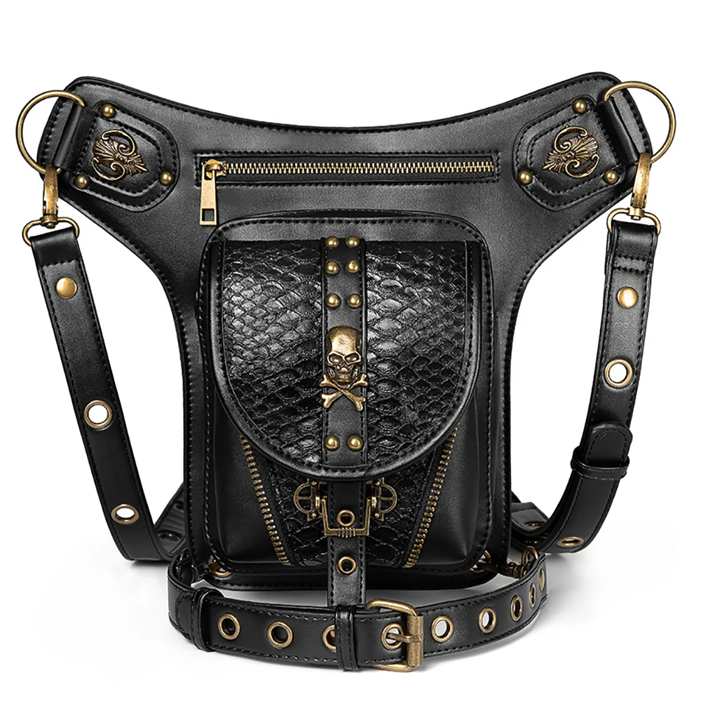 Travel Women's Waist Packs For Female Vintage Steampunk Crossbody Bags Peersonality Men Skulls Rivets Shoulder Bag High Quality
Travel Women's Waist Packs For Female Vintage Steampunk Crossbody Bags Peersonality Men Skulls Rivets Shoulder Bag High Quality