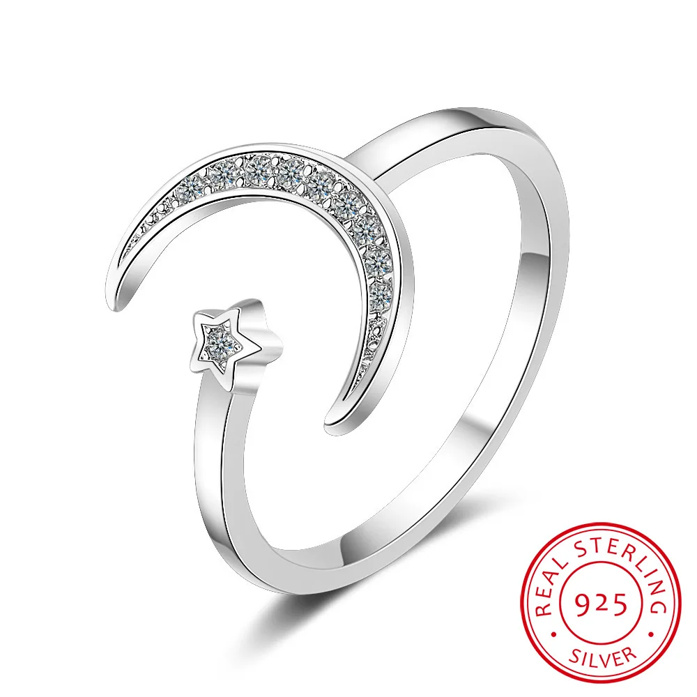 100% 925 Solid Real Sterling Silver Fine Jewelry Moon Star CZ Cocktail Opening Ring Sizable For Women Girl Gift DA27
100% 925 Solid Real Sterling Silver Fine Jewelry Moon Star CZ Cocktail Opening Ring Sizable For Women Girl Gift DA27
