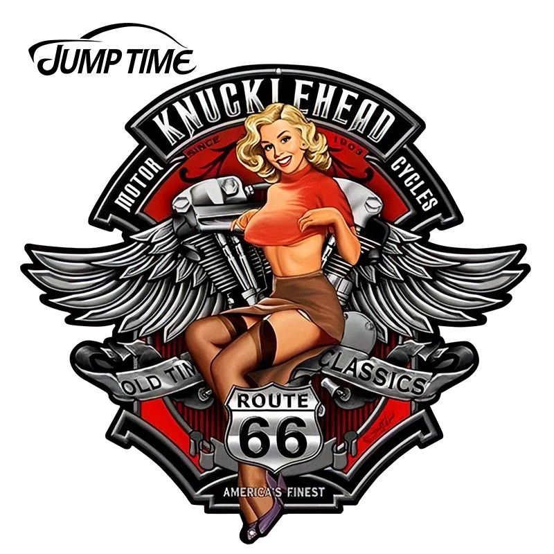 JumpTime 13 см x 12 1 3D сексуальная девушка Knucklehead мотоциклы RT66 с изображением девушке в