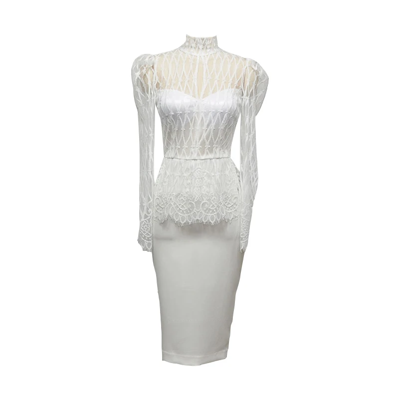 Foamlina Sexy Women Bodycon Dress White Black Turtleneck Long Sleeve Hollow Out Lace Peplum Casual Work Party Pencil Dress
Foamlina Sexy Women Bodycon Dress White Black Turtleneck Long Sleeve Hollow Out Lace Peplum Casual Work Party Pencil Dress