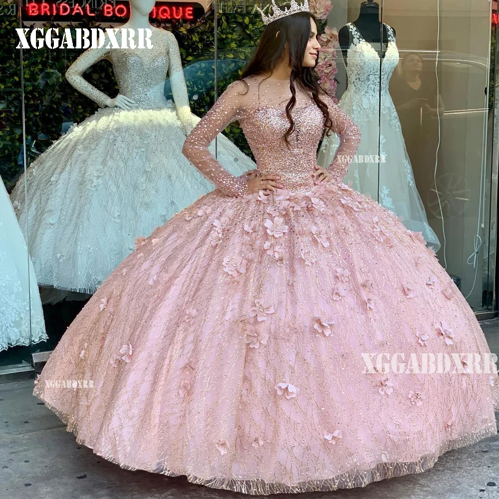 Princess Ball Gown Quinceanera Scoop Long Sleeves Heavy Beading Sequins Flower Sweet 15 16 Birthday Party Gown Custom Made
Princess Ball Gown Quinceanera Scoop Long Sleeves Heavy Beading Sequins Flower Sweet 15 16 Birthday Party Gown Custom Made