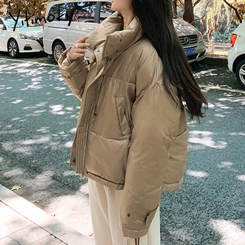 Yitimoky Women Short Jackets Winter Blue White Cotton Coat Zippers Stand Collar Outwear Button Pockets Female Loose Warm Thick
Yitimoky Women Short Jackets Winter Blue White Cotton Coat Zippers Stand Collar Outwear Button Pockets Female Loose Warm Thick