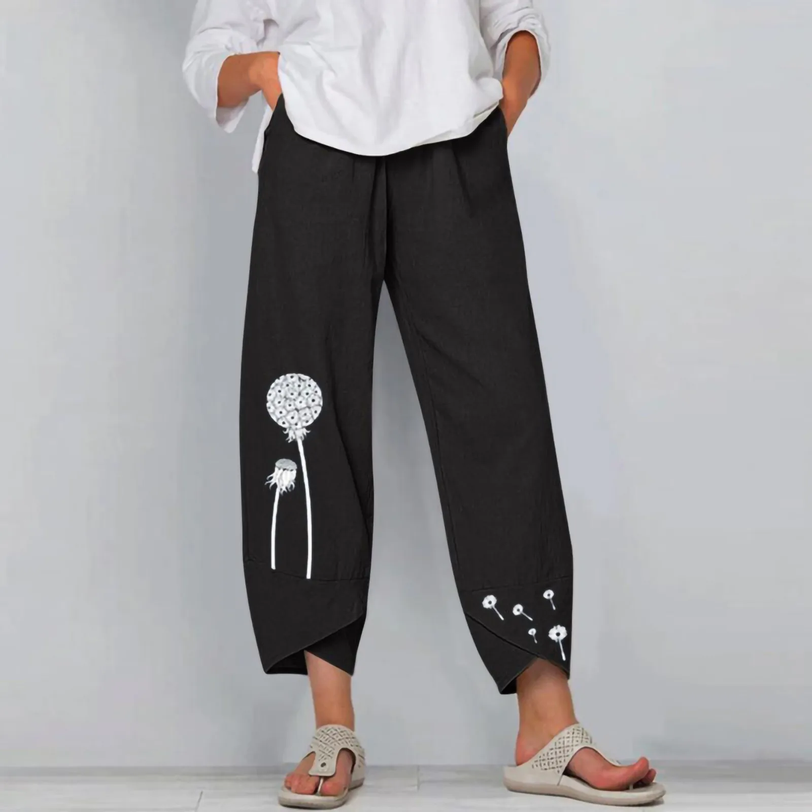 Cotton And Linen Women Plant Dandelion Printing Loose Harem Pants Casual Pants Trousers Women Summer sweatpants бѬки женские
Cotton And Linen Women Plant Dandelion Printing Loose Harem Pants Casual Pants Trousers Women Summer sweatpants бѬки женские