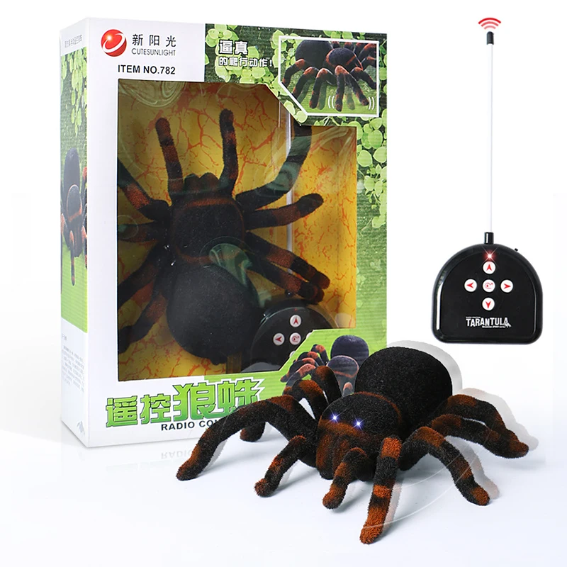 Electronic pet Remote Control Simulation tarantula Eyes Shine smart black Spider 4Ch Halloween RC Tricky Prank Scary Toys gift
Electronic pet Remote Control Simulation tarantula Eyes Shine smart black Spider 4Ch Halloween RC Tricky Prank Scary Toys gift