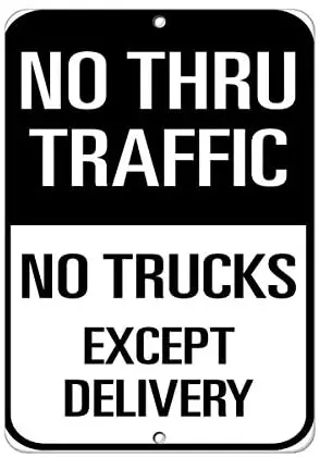 Crysss Warning Sign No Thru Traffic No Trucks Except Delivery Traffic Sign Road Sign Business Sign 8X12 Inches Aluminum Metal
Crysss Warning Sign No Thru Traffic No Trucks Except Delivery Traffic Sign Road Sign Business Sign 8X12 Inches Aluminum Metal