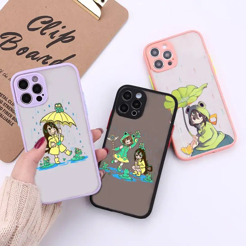 Asui Tsuyu Boku no My Hero Academia Phone Case For iPhone 12 11 Mini Pro XR XS Max 7 8 Plus X Matte transparent Back Cover
Asui Tsuyu Boku no My Hero Academia Phone Case For iPhone 12 11 Mini Pro XR XS Max 7 8 Plus X Matte transparent Back Cover