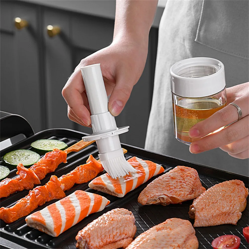 Portable Silicone Oil Bottle with Brush Grill Oil Brushes Liquid Oil Pastry Kitchen Baking BBQ Tool Kitchen Tools for BBQ
Portable Silicone Oil Bottle with Brush Grill Oil Brushes Liquid Oil Pastry Kitchen Baking BBQ Tool Kitchen Tools for BBQ