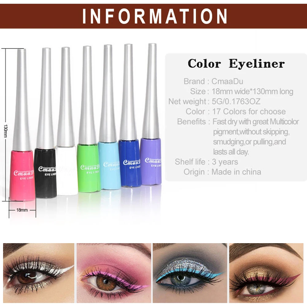 Colorful Liquid Eyeliner Long Lasting Proof Anti-sweat Waterproof Liquid Eye Liner Matte Gel Beauty Makeup Tools
Colorful Liquid Eyeliner Long Lasting Proof Anti-sweat Waterproof Liquid Eye Liner Matte Gel Beauty Makeup Tools