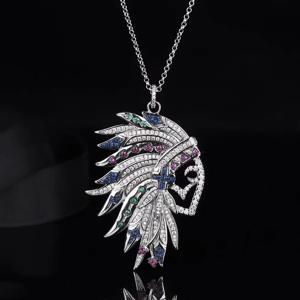 Women's Jewelry Necklace Chain Indian Head Feather Pendant Necklace Individual Manaco style Ethnic Tribal Feather Necklace 
Women's Jewelry Necklace Chain Indian Head Feather Pendant Necklace Individual Manaco style Ethnic Tribal Feather Necklace
