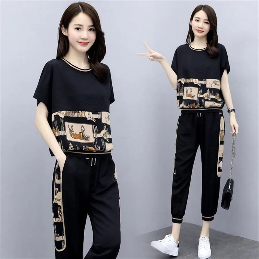 Tracksuits for Women Summer tops and pants Outfit Sportswear Co-ord Sets prints Patchwork 2 Piece Set Clothing
Tracksuits for Women Summer tops and pants Outfit Sportswear Co-ord Sets prints Patchwork 2 Piece Set Clothing