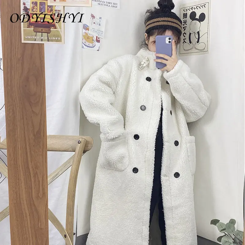 2020 New Lamb Wool Jacket Thick Autumn Winter Wild Loose Warm Outerwear Double Breasted Lapels Mid Long Overcoat Female DH401
2020 New Lamb Wool Jacket Thick Autumn Winter Wild Loose Warm Outerwear Double Breasted Lapels Mid Long Overcoat Female DH401