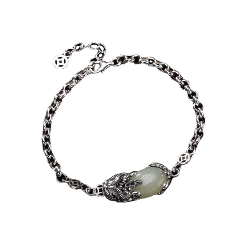New sterling silver inlaid Hetian jade brave bracelet lucky white jade bracelet silver ladies jade bracelet wrap bracelets
New sterling silver inlaid Hetian jade brave bracelet lucky white jade bracelet silver ladies jade bracelet wrap bracelets