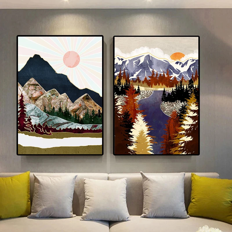 Abstract Wall Art Sunrise Mountain Forest Lake Nature Canvas Painting Posters Printed Landscape Art Pictures Modern Home Decor
Abstract Wall Art Sunrise Mountain Forest Lake Nature Canvas Painting Posters Printed Landscape Art Pictures Modern Home Decor
