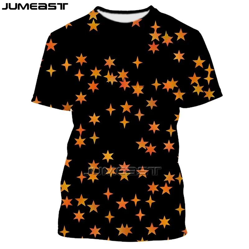 Jumeast, Мужская одежда, летние футболки, 3D печать, ночное небо, звезда, модная повседневная женская футболка с коротким рукавом, пуловер, футболка
Jumeast, Мужская одежда, летние футболки, 3D печать, ночное небо, звезда, модная повседневная женская футболка с коротким рукавом, пуловер, футболка