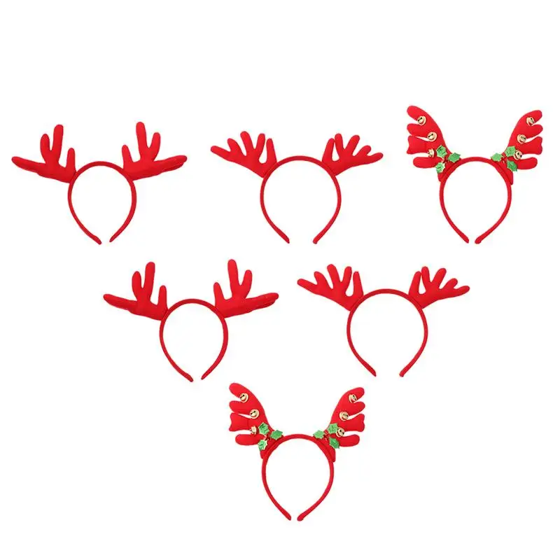 6pcs Christmas Hair Hoop Pretty Christmas Elk Headband Christmas Reindeer Headband Christmas Antlers Headband
