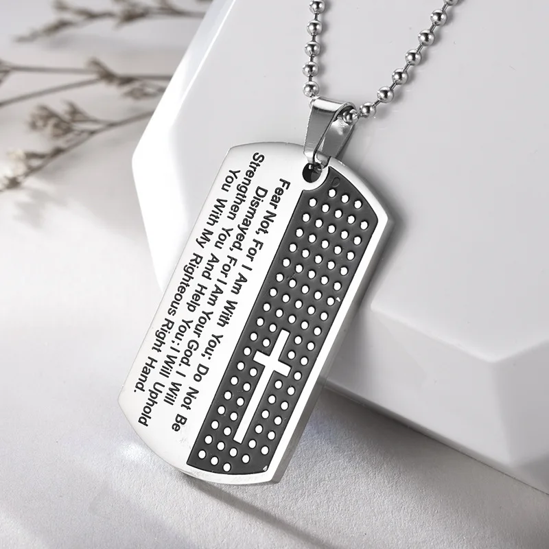Jesus Cross Bible Scripture Titanium Steel Necklace Book Army Brand Pendant Men's Prayer Christian Stainless Steel Men's Jewelry
Jesus Cross Bible Scripture Titanium Steel Necklace Book Army Brand Pendant Men's Prayer Christian Stainless Steel Men's Jewelry