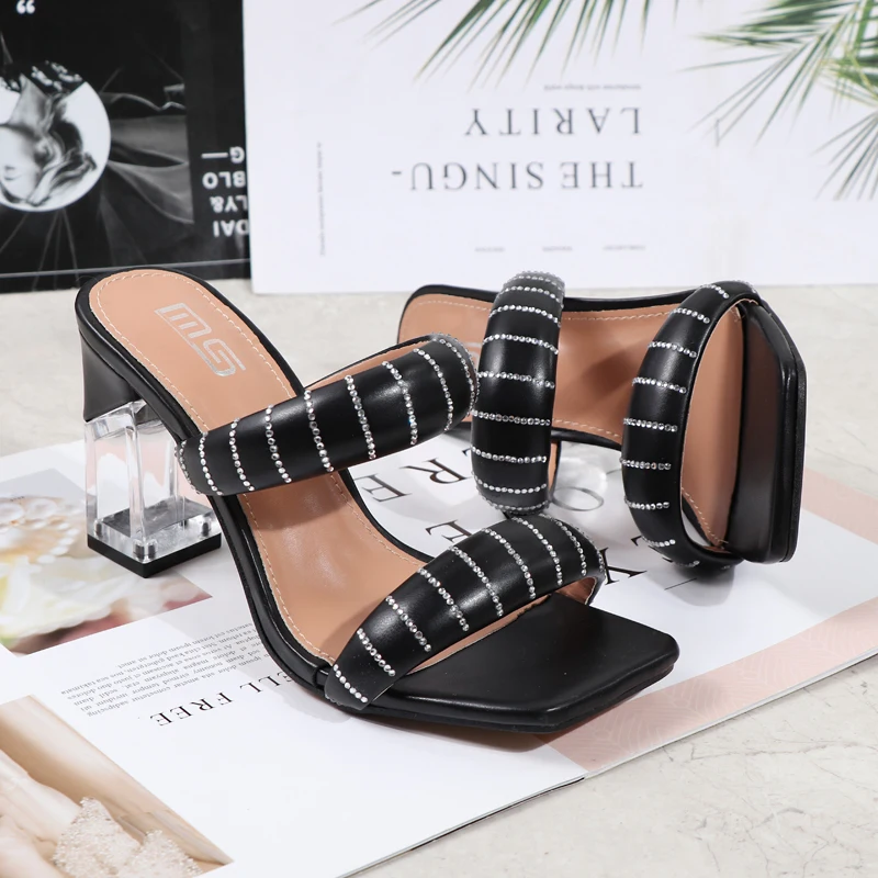 Women Shoes 2022 Summer New Strap with Rhinestone Women's Sandals Crystal high-heeled Slides Shoes European and American Style
Women Shoes 2022 Summer New Strap with Rhinestone Women's Sandals Crystal high-heeled Slides Shoes European and American Style
