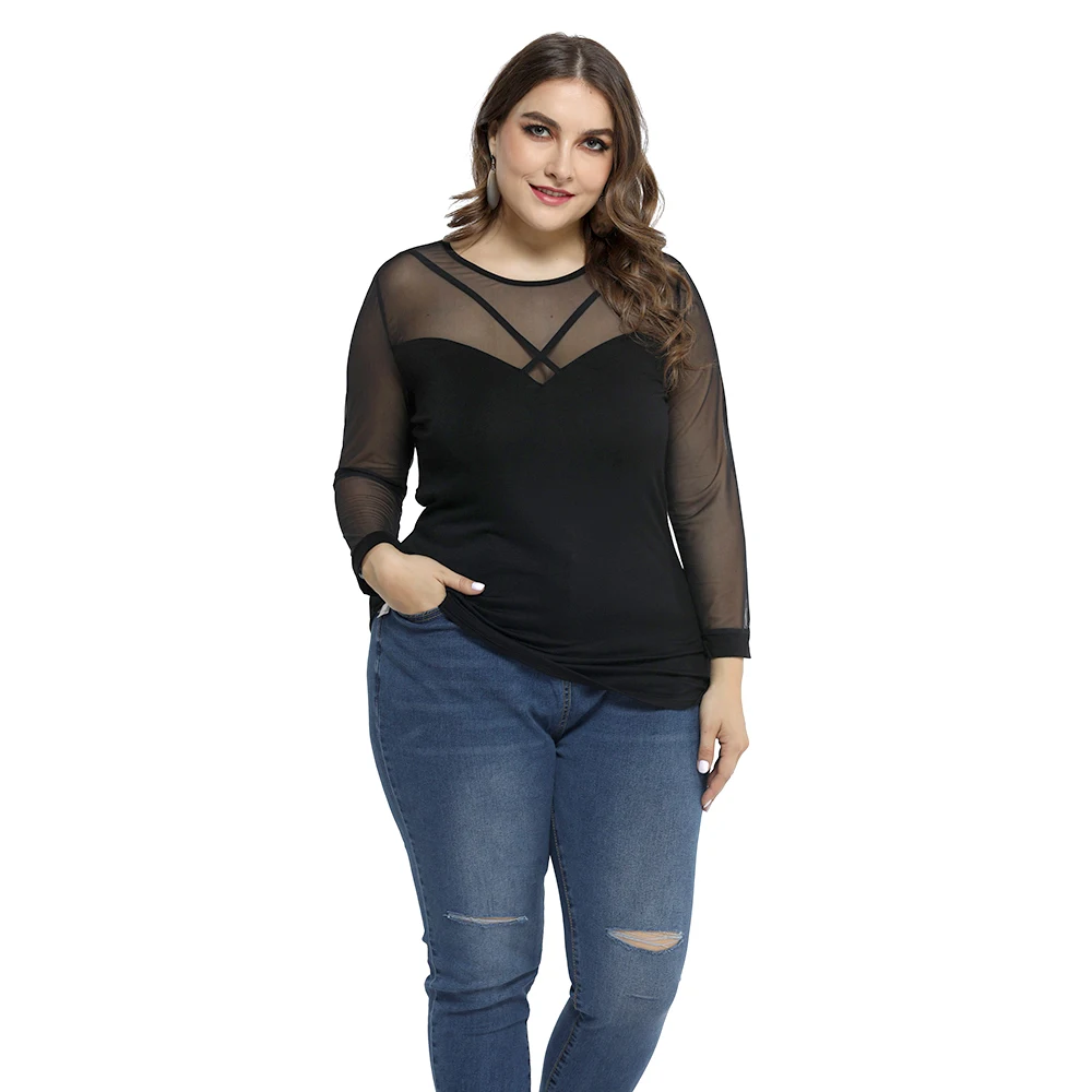 Sexy Mesh Plus Size Tops African Women See Through Fashion Slim T-shirt 2021 Autumn Long Sleeve Street Solid Shirt Black Blouse
Sexy Mesh Plus Size Tops African Women See Through Fashion Slim T-shirt 2021 Autumn Long Sleeve Street Solid Shirt Black Blouse