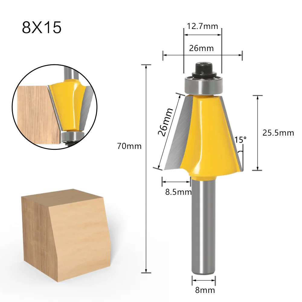 8mm Shank Chamfer Router Bit 15 22.5 30 Degree Bevel Edging Milling Cutter
8mm Shank Chamfer Router Bit 15 22.5 30 Degree Bevel Edging Milling Cutter