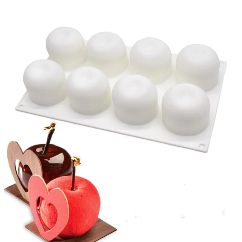 

8 Cavity Apple Shape Cake Mold Mousse Dessert Mould Silicone Molds Muffin Baking Pan Pastry Form Cake Decorating Tools