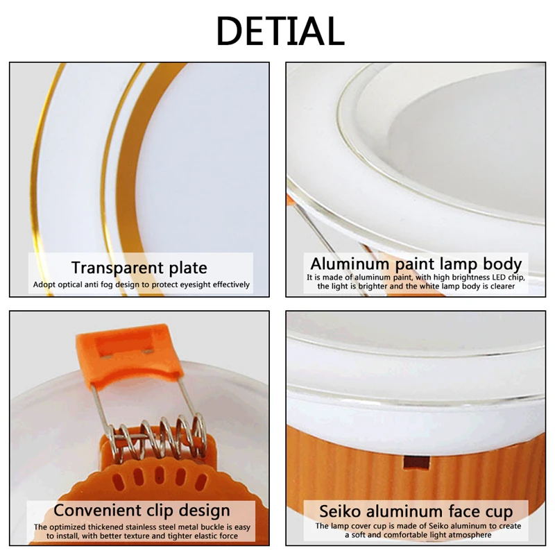 LED Downlight 5W Recessed Round LED Ceiling Lamp AC 220V Indoor Lighting LED downlight embedded three-color dimming Warm white
LED Downlight 5W Recessed Round LED Ceiling Lamp AC 220V Indoor Lighting LED downlight embedded three-color dimming Warm white