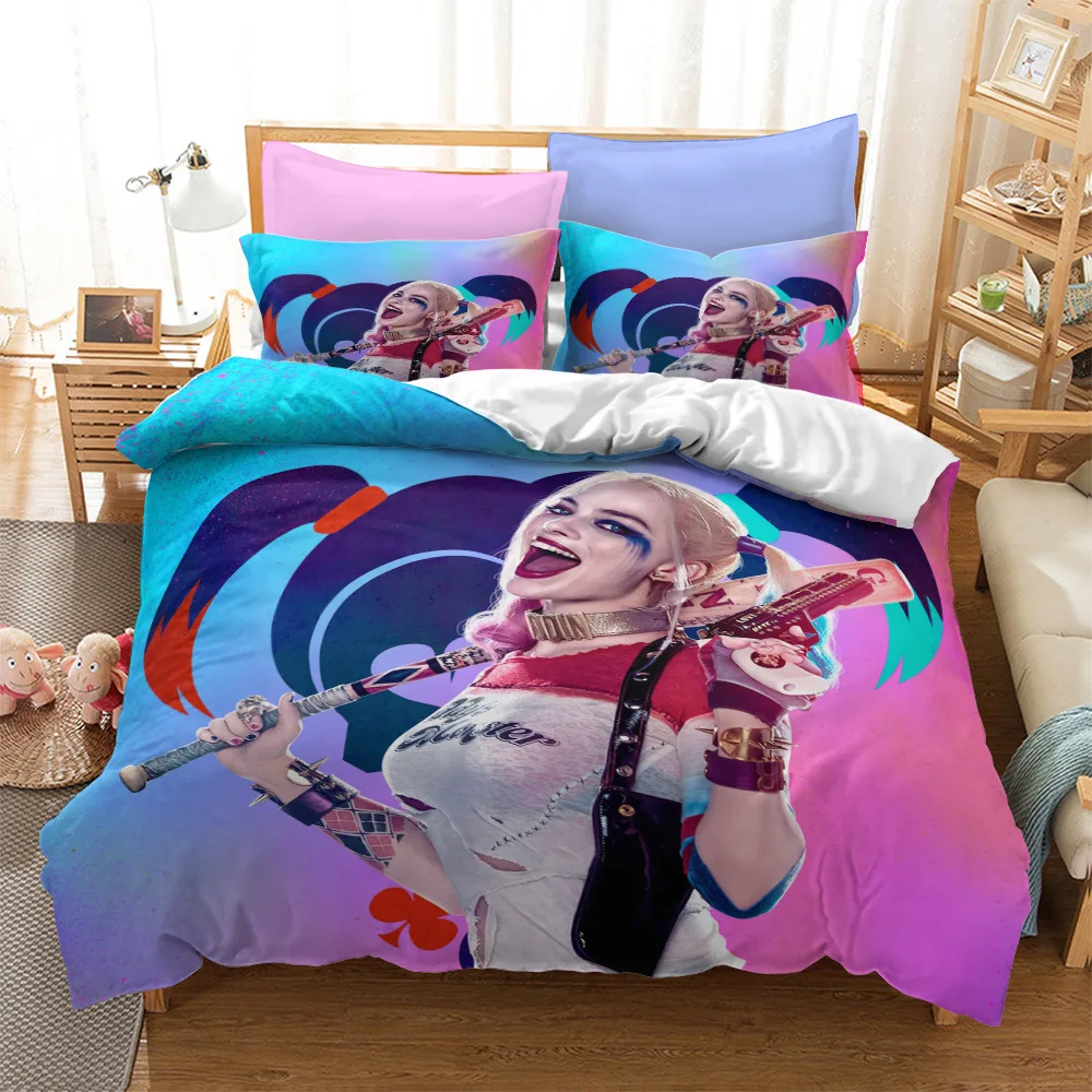 Harleen Quinzel Clown Squads Suicide 3D Printed Bedding Set Duvet Cover KING Queen Full Twin Size for Halloween Bedroom Decor
Harleen Quinzel Clown Squads Suicide 3D Printed Bedding Set Duvet Cover KING Queen Full Twin Size for Halloween Bedroom Decor