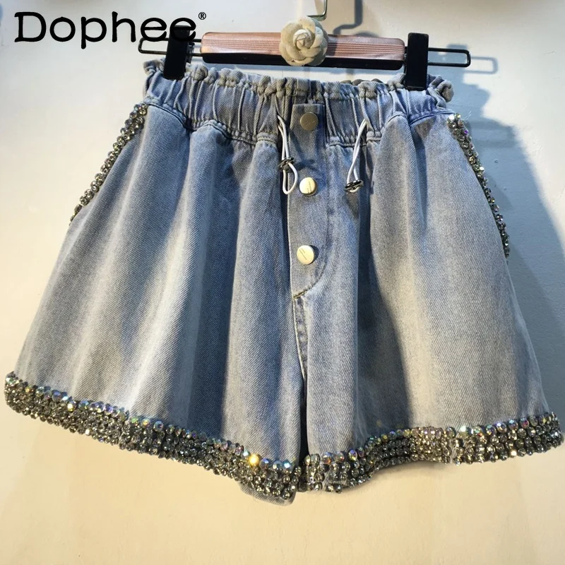 European Station 2021 Summer Chic Rhinestone Beaded Wide-Leg Jean Shorts OutWear Women High Waisted Denim Shorts Hot Pants Tide
European Station 2021 Summer Chic Rhinestone Beaded Wide-Leg Jean Shorts OutWear Women High Waisted Denim Shorts Hot Pants Tide