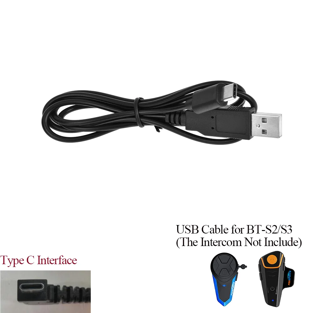 Fodsports BT-S2/S3 Accessories USB Cable Intercomunicador Moto Parts Motorcycle Bluetooth Headset Charging Cable TypeC Interface
Fodsports BT-S2/S3 Accessories USB Cable Intercomunicador Moto Parts Motorcycle Bluetooth Headset Charging Cable TypeC Interface