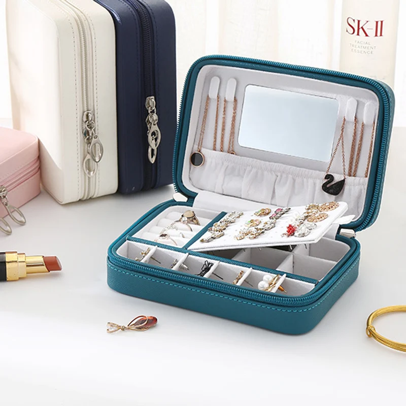 New Simple Leather Zipper Jewelry Organizer Case Creative Travel Storage Gift Case Portable Earring Ring Vintge Display Boxes
New Simple Leather Zipper Jewelry Organizer Case Creative Travel Storage Gift Case Portable Earring Ring Vintge Display Boxes