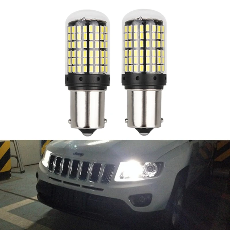 Светодиодные лампы Canbus 1156 P21W BA15S белые дневные ходовые огни DRL для Jeep Compass 2011 2012 2013