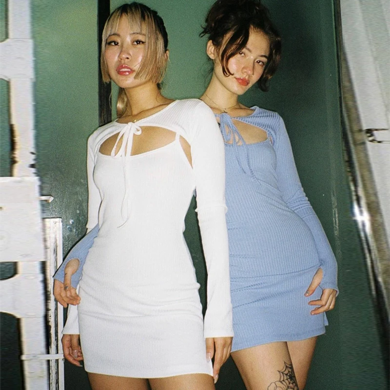 2021 Long Sleeve Bandage Long Sleeve Crop Tops + Mini Dress Spring Autumn Women's Streetwear Spaghetti Strap Dress Club Party
2021 Long Sleeve Bandage Long Sleeve Crop Tops + Mini Dress Spring Autumn Women's Streetwear Spaghetti Strap Dress Club Party