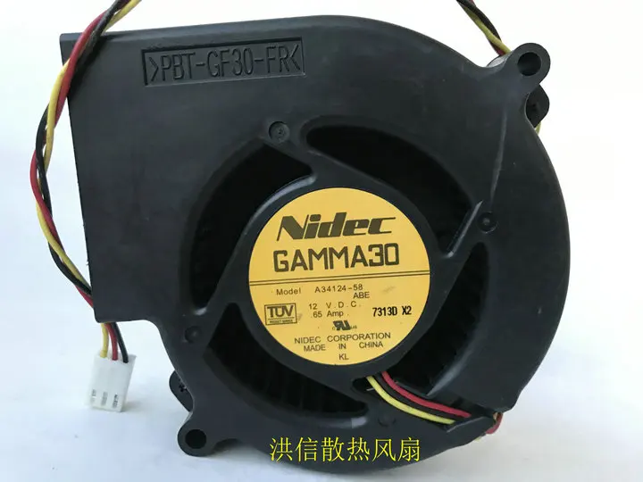 Оригинальный турбинный вентилятор охлаждения Nidec gamma30 a34124-58 12V 0.65a 9733 
Оригинальный турбинный вентилятор охлаждения Nidec gamma30 a34124-58 12V 0.65a 9733