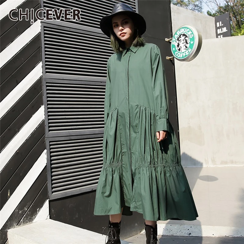 CHICEVER Ruched Casual Women's Dress Lapel Collar Long Sleeve Oversized Dresses Female 2020 Spring New Fashion Clothing
CHICEVER Ruched Casual Women's Dress Lapel Collar Long Sleeve Oversized Dresses Female 2020 Spring New Fashion Clothing