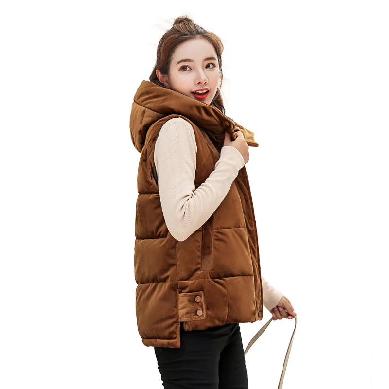 Golden Velvet Hooded Vest Coat Women Spring Autumn 2021 Europe Cotton Down Vest Jacket Sleeveless Short Jacket Vest Waistcoat
Golden Velvet Hooded Vest Coat Women Spring Autumn 2021 Europe Cotton Down Vest Jacket Sleeveless Short Jacket Vest Waistcoat