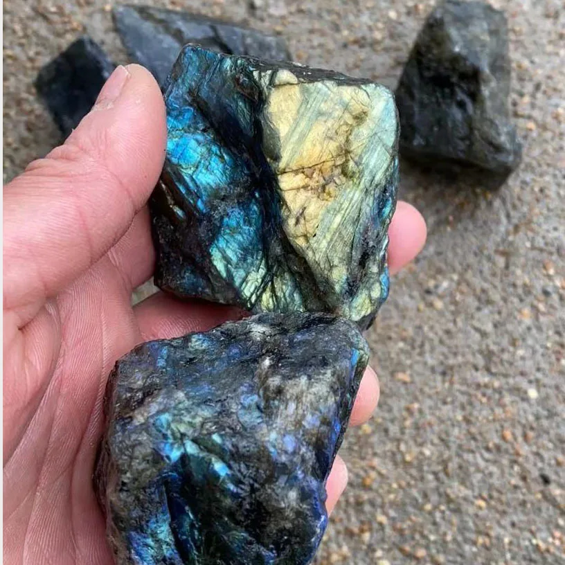 100% натуральный кварцевый кристалл грубый синий цвет Лабрадорит образцы